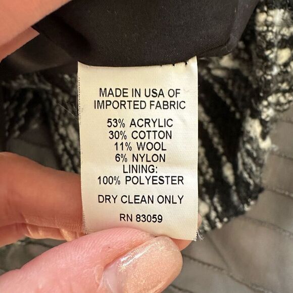 Drew Anthropologie Blazer Coat Womens M Black Tweed Wool Blend Made in USA - Picture 7 of 8